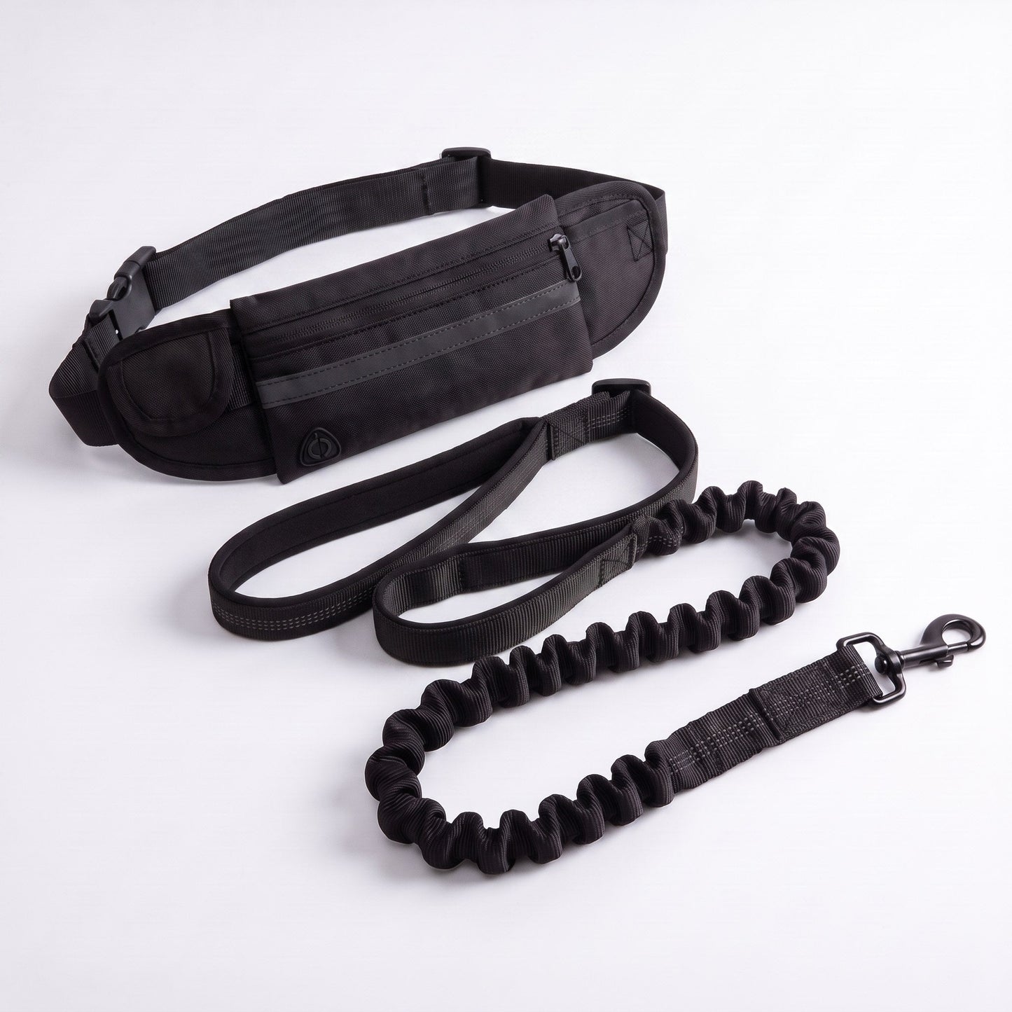 Wiggle Belt hands-free dog walking belt in slate black with shock-absorbing bungee leash