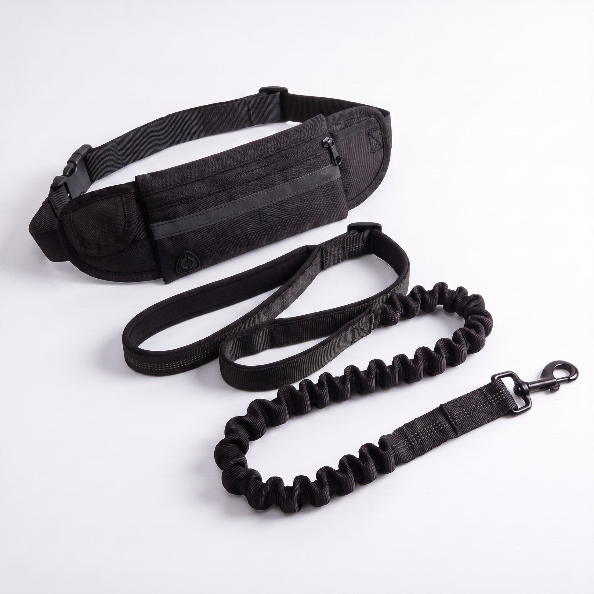 Wiggle Belt hands-free dog walking belt in slate black with shock-absorbing bungee leash